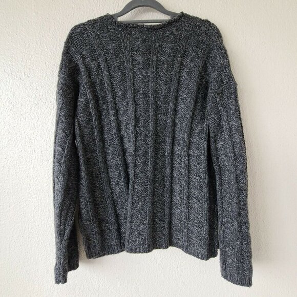 John + Jenn by Line Cable Knit Sweater Marled Gray V-Neck Size Large - Picture 6 of 11
